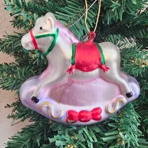 Vintage Kurt Adler Glass Rocking Horse Christmas ornament